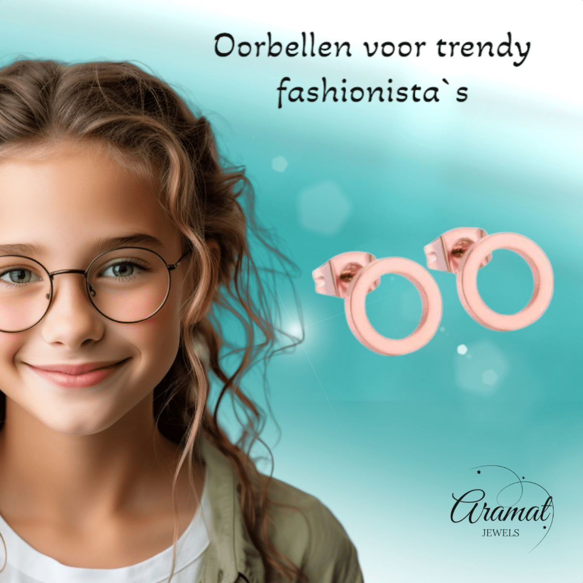 Open Cirkel Oorbellen Rosegoudkleur – 9mm - Aramat Jewels - Oorbellen - cadeautip