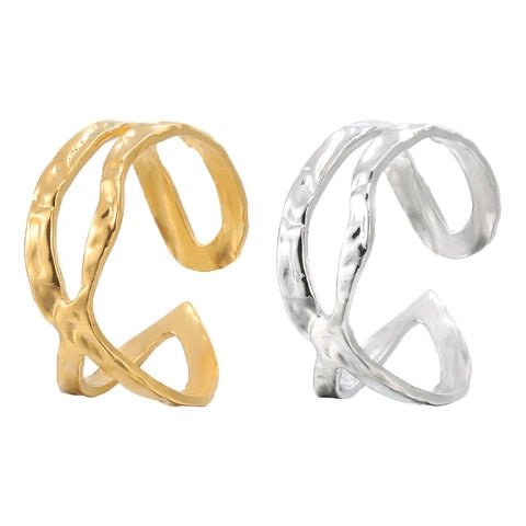 Open Ring Gehamerd Staal (RVS Verstelbaar) - Aramat Jewels - Ringen - cadeautip
