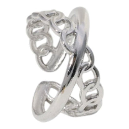 Open Ring Gekruist Motief: Glad en Schakel (RVS Verstelbaar) - Aramat Jewels - Ringen - cadeautip