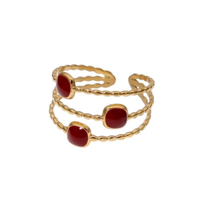 Open Ring Minimalistisch met Vierhoek en Emaille (Verstelbaar) - Aramat Jewels - Ringen - cadeautip