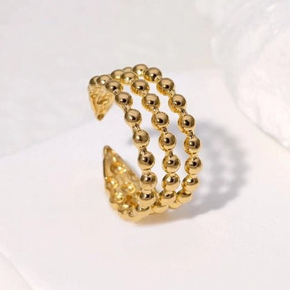 Open Ring RVS met Drie Bolletjeslijnen (10 mm) - Aramat Jewels - Ringen - cadeautip