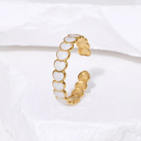 Open Ring RVS met Hartjes Schakel en Emaille (4,5 mm) - Aramat Jewels - Ringen - cadeautip