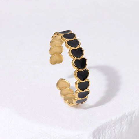 Open Ring RVS met Hartjes Schakel en Emaille (4,5 mm) - Aramat Jewels - Ringen - cadeautip