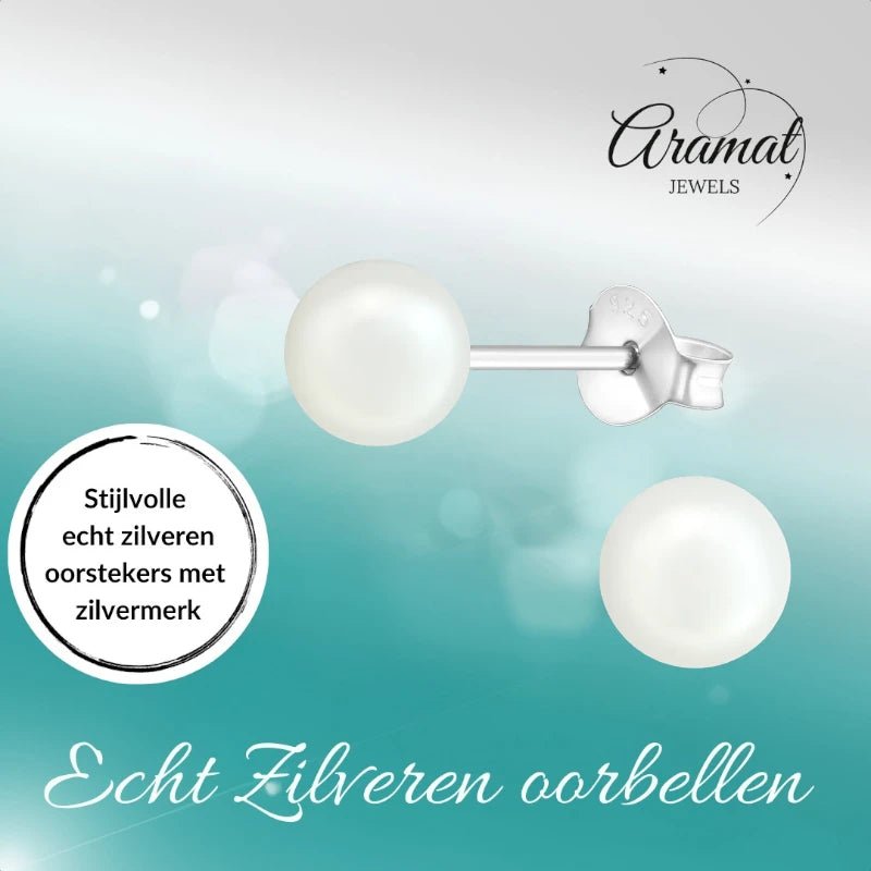 Parel oorbellen 925 zilver – 6mm wit - oor2048 - 15832 - Oorbellen kopen# - 6mm - 925 Zilver - alles
