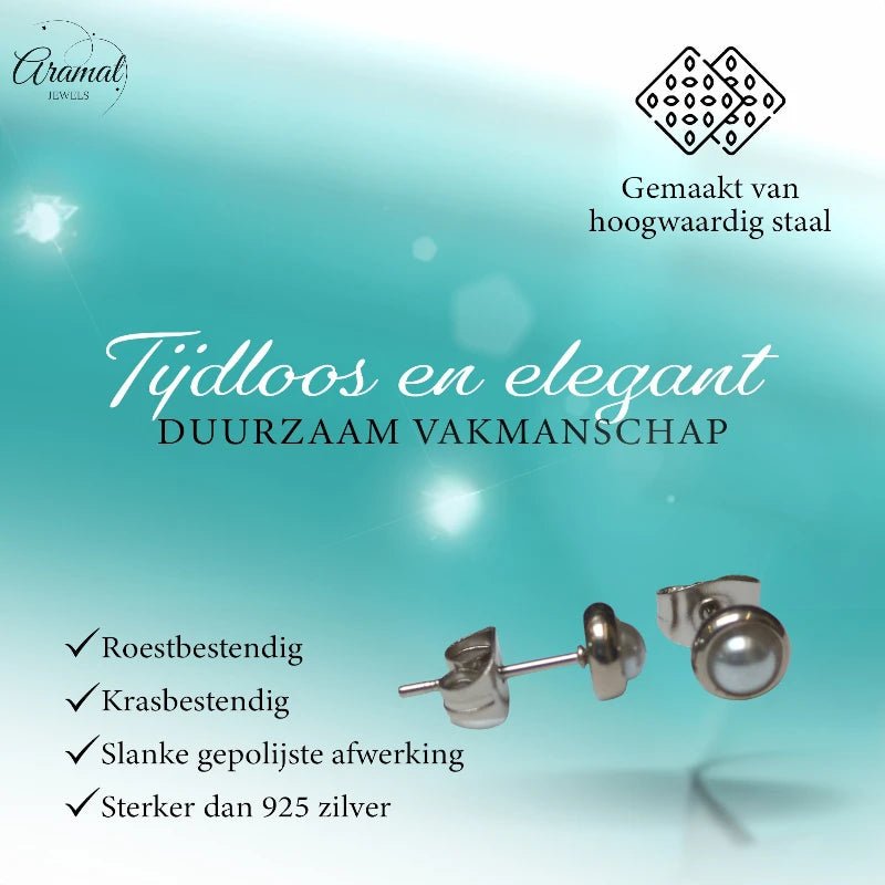 Parel oorbellen - wit - 6mm - Staal - oor3242 - Oorbellen kopen# - 6mm - alles - dames