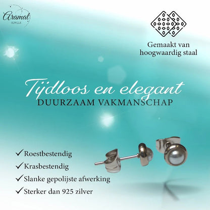 Parel oorbellen - wit - 6mm - Staal - oor3242 - Oorbellen kopen# - 6mm - alles - dames
