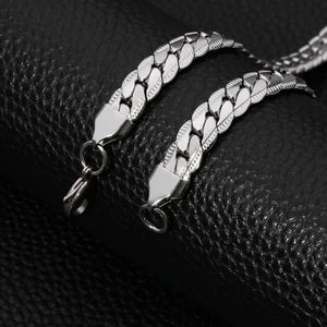 Platte Chunky Gourmet Ketting 8mm Zilverkleurig Staal - Aramat Jewels - RVS Sieraden - Halskettingen - cadeautip