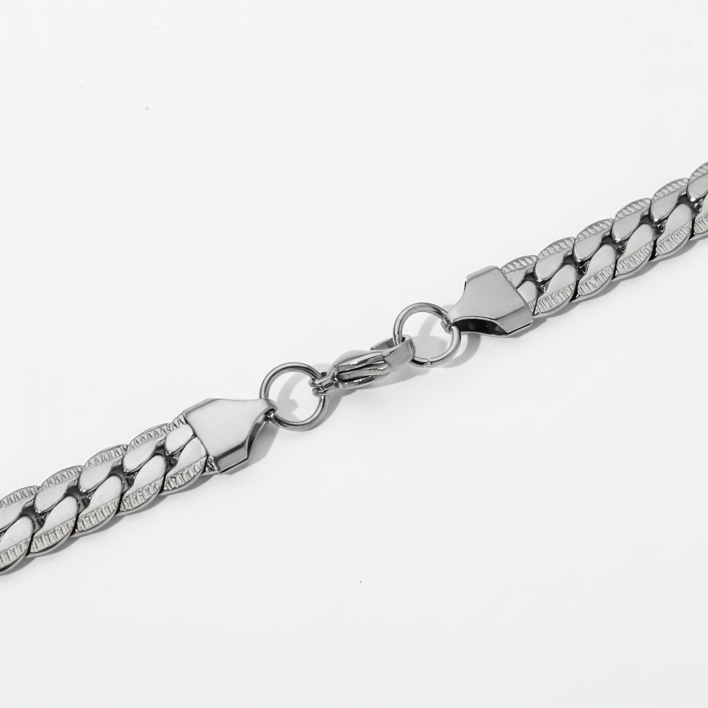 Platte Chunky Gourmet Ketting 8mm Zilverkleurig Staal - Aramat Jewels - RVS Sieraden - Halskettingen - cadeautip