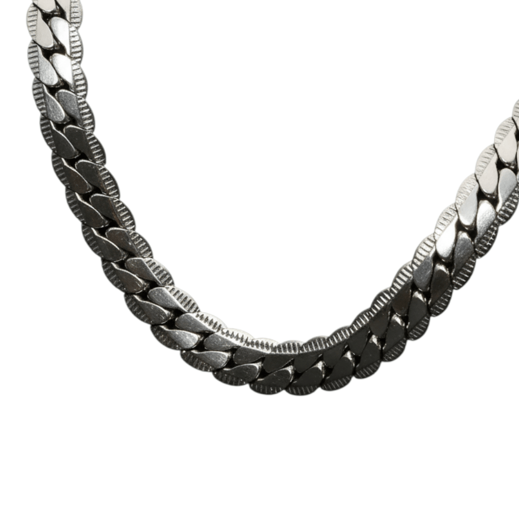 Platte Chunky Gourmet Ketting 8mm Zilverkleurig Staal - Aramat Jewels - RVS Sieraden - Halskettingen - cadeautip