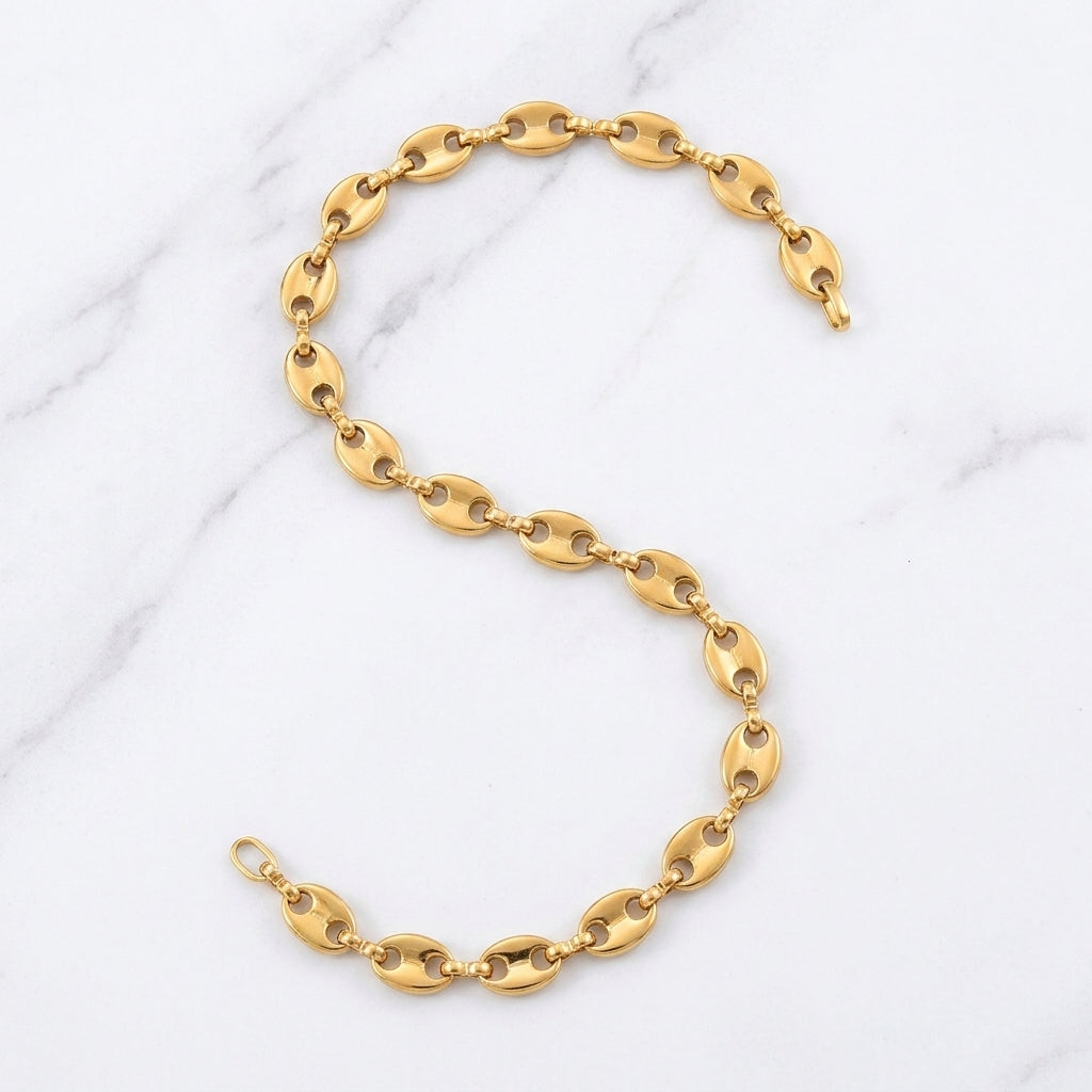Goudkleurige Stalen Koffieboon Ketting – Unisex Schakelketting 5,2mm (60cm)