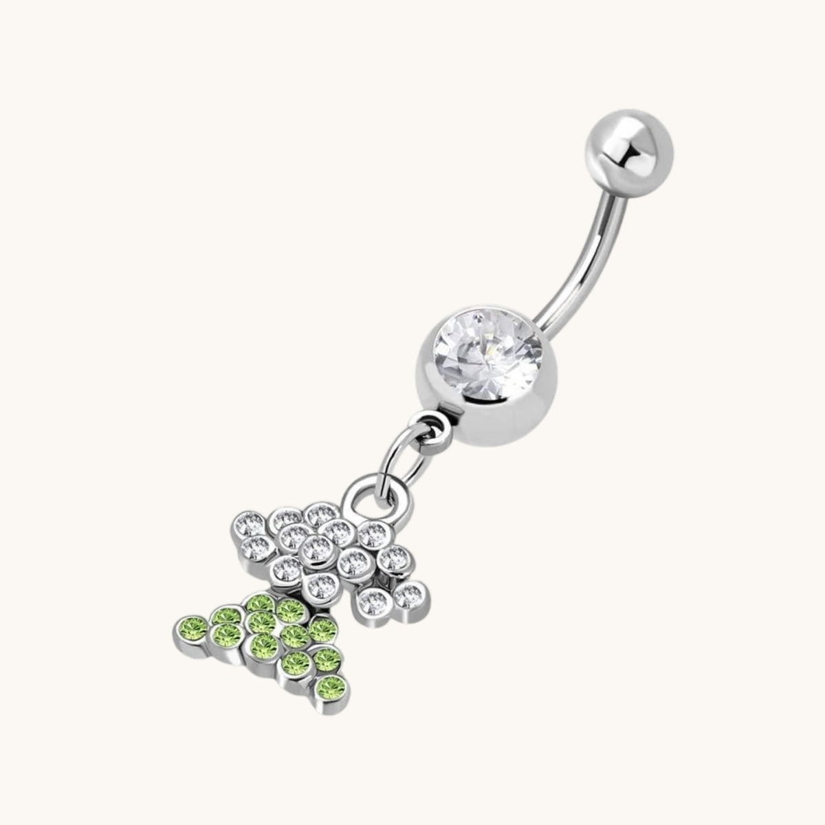 Prachtige Groene Zirkonia Stalen Navelpiercing