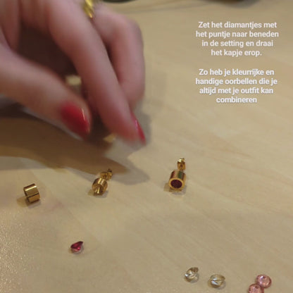 Boucles d'oreilles en acier inoxydable avec zircon interchangeables – Acier inoxydable