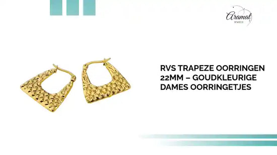 RVS trapeze oorringen 22mm &ndash; Goudkleurige dames oorringetjes by@Outfy