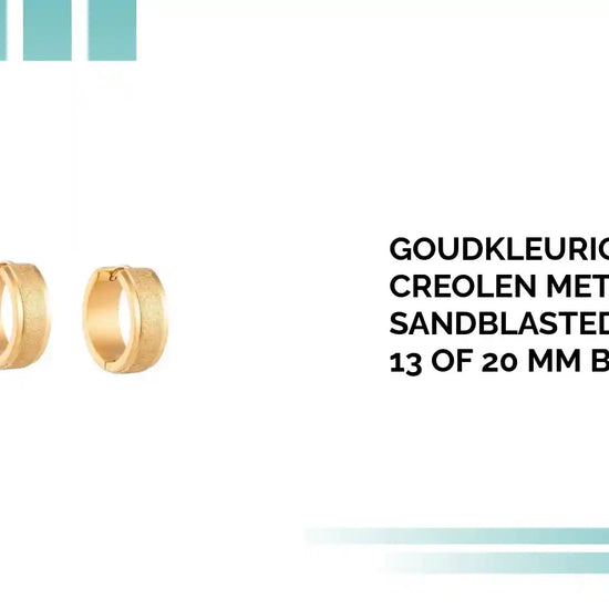 Goudkleurige Stalen Creolen met Sandblasted Textuur &ndash; 13 of 20 mm Breed 7 mm by@Outfy