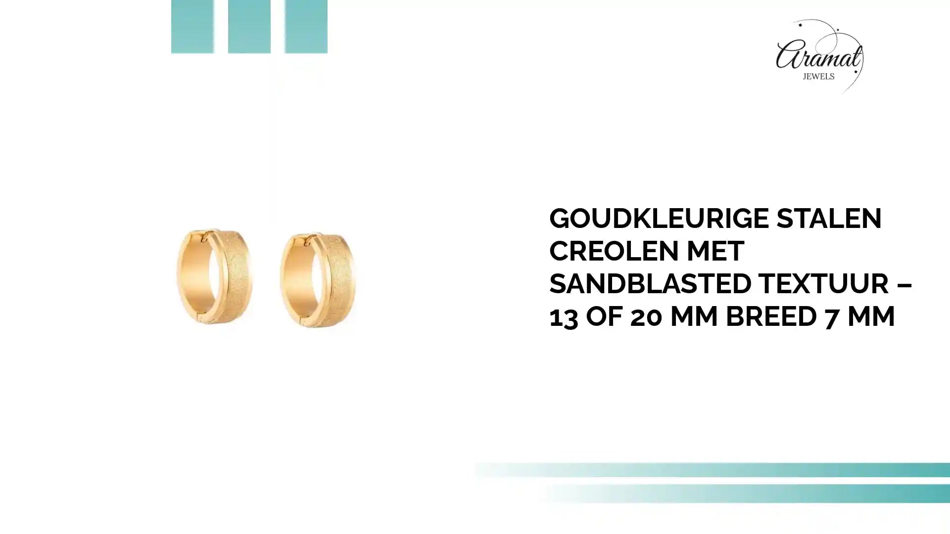 Goudkleurige Stalen Creolen met Sandblasted Textuur &ndash; 13 of 20 mm Breed 7 mm by@Outfy