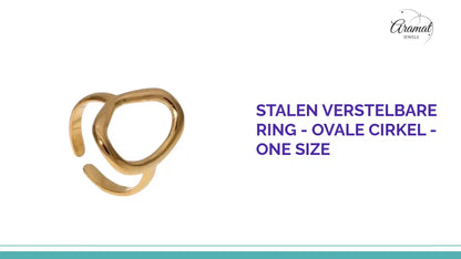 Stalen Verstelbare Ring - Ovale Cirkel - One Size by@Outfy
