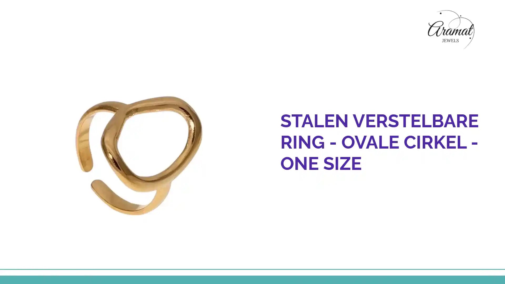 Stalen Verstelbare Ring - Ovale Cirkel - One Size by@Outfy