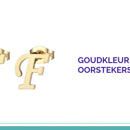 Goudkleurige RVS oorstekers Letter F by@Outfy
