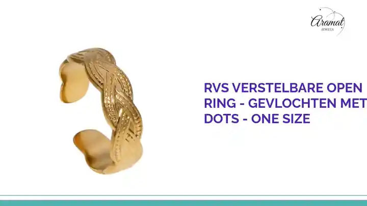 RVS Verstelbare Open Ring - Gevlochten Met Dots - One Size by@Outfy