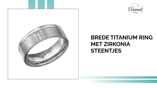 Brede Titanium Ring met Zirkonia Steentjes by@Outfy