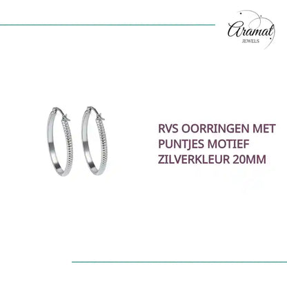 RVS Oorringen met Puntjes Motief Zilverkleur 20mm by@Outfy