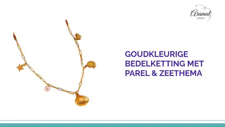 Goudkleurige bedelketting met parel & zeethema by@Outfy