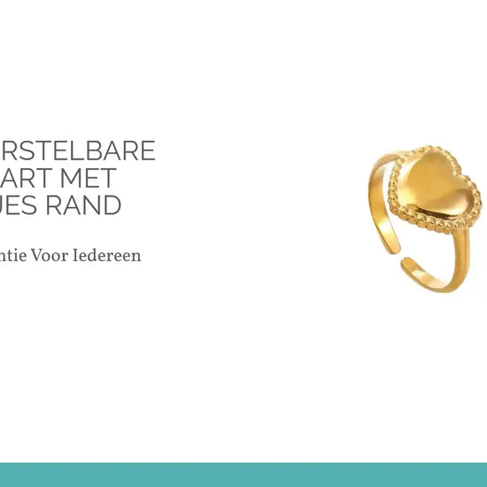 Stalen verstelbare ring -hart met bolletjes rand by@Outfy
