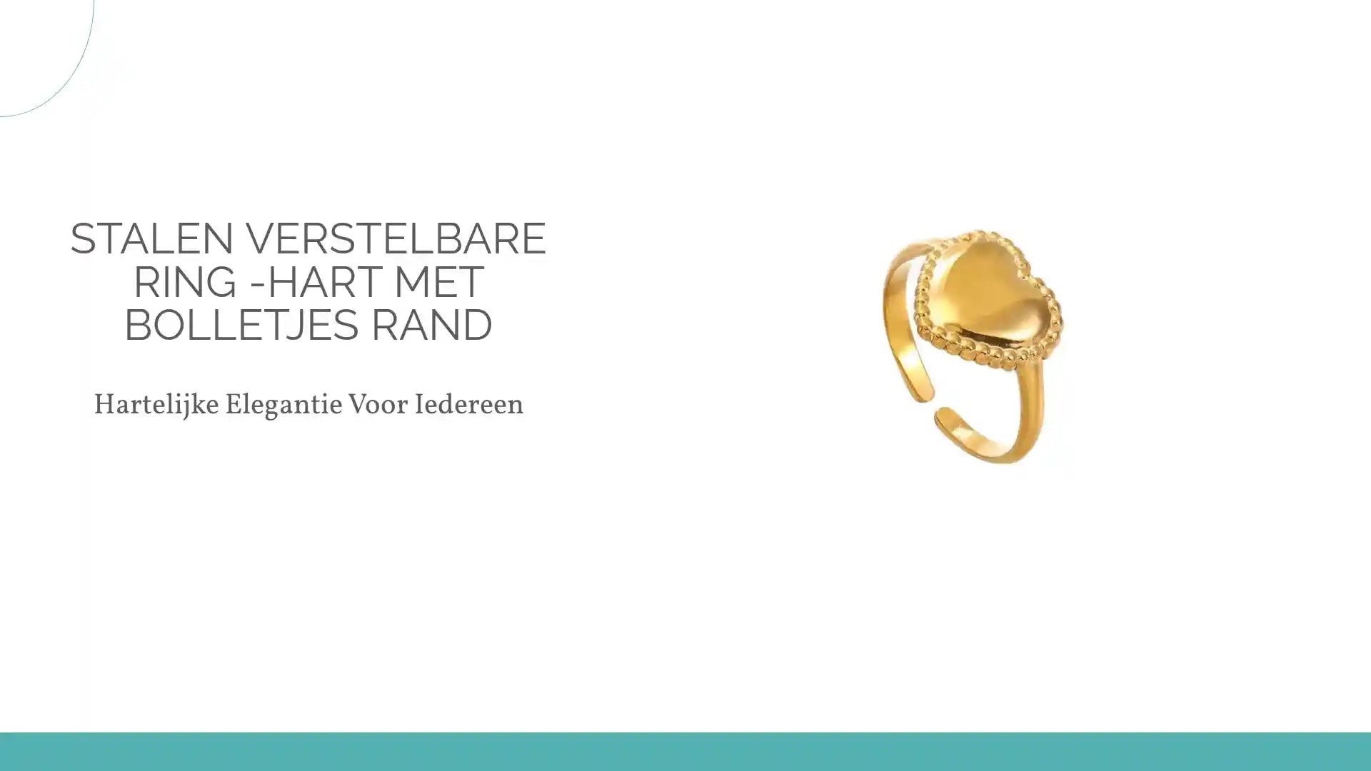 Stalen verstelbare ring -hart met bolletjes rand by@Outfy