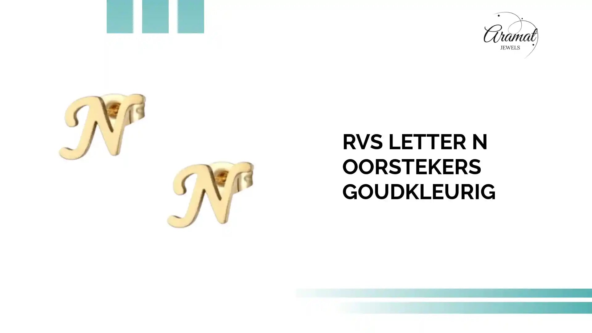 RVS letter N oorstekers goudkleurig by@Outfy