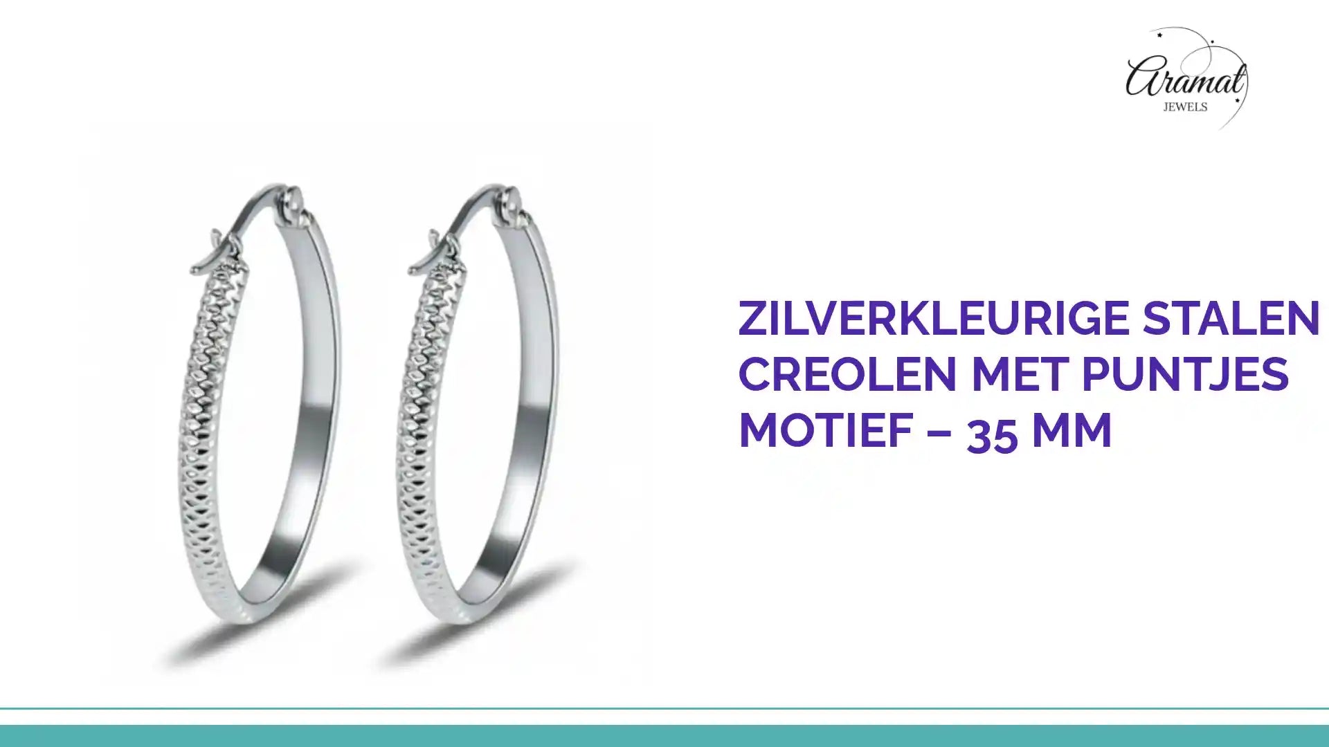 Zilverkleurige Stalen Creolen met Puntjes Motief &ndash; 35 mm by@Outfy