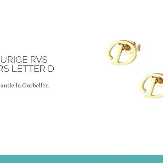 Goudkleurige RVS oorstekers Letter D by@Outfy