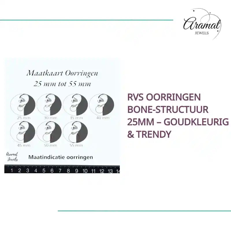 RVS Oorringen Bone-structuur 25mm &ndash; Goudkleurig & Trendy by@Outfy