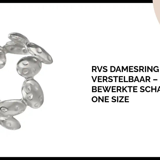 RVS Damesring Verstelbaar &ndash; Ovale Bewerkte Schakels &ndash; One Size by@Outfy