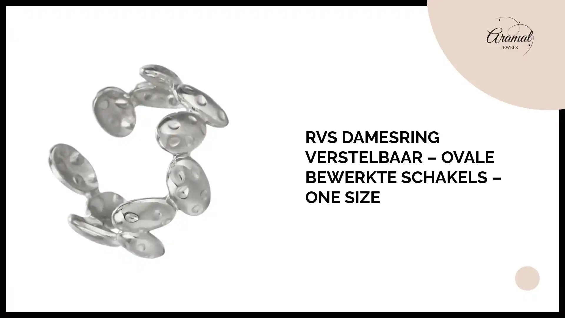 RVS Damesring Verstelbaar &ndash; Ovale Bewerkte Schakels &ndash; One Size by@Outfy