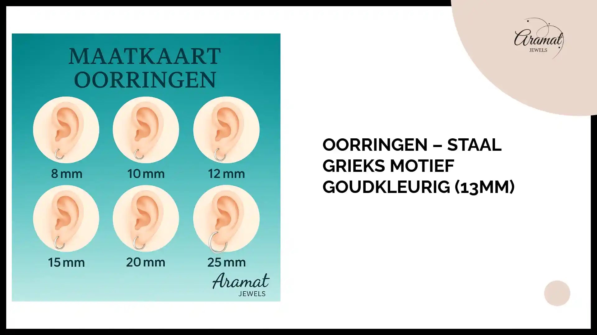 Oorringen &ndash; Staal Grieks Motief Goudkleurig (13mm) by@Outfy