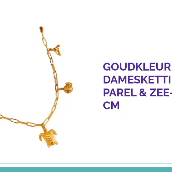 Goudkleurige damesketting met parel &amp; zee-bedels &ndash; 45 cm by@Outfy