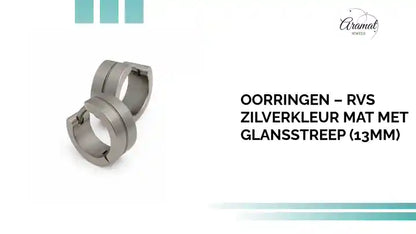 Oorringen &ndash; RVS Zilverkleur Mat met Glansstreep (13mm) by@Outfy