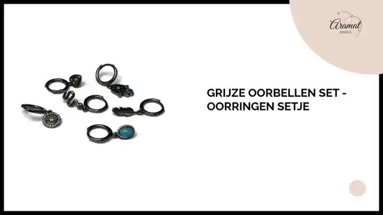 Grijze Oorbellen Set - oorringen setje by@Outfy