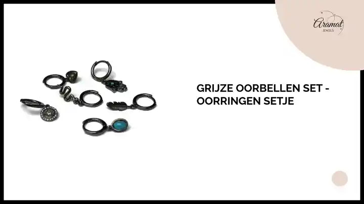 Grijze Oorbellen Set - oorringen setje by@Outfy