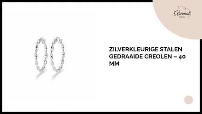 Zilverkleurige Stalen Gedraaide Creolen &ndash; 40 mm by@Outfy