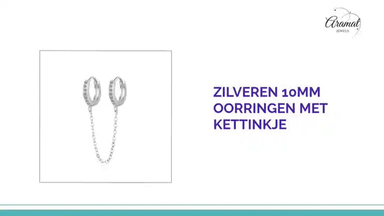Zilveren 10mm Oorringen met Kettinkje by@Outfy