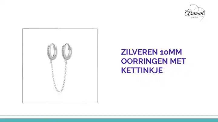 Zilveren 10mm Oorringen met Kettinkje by@Outfy