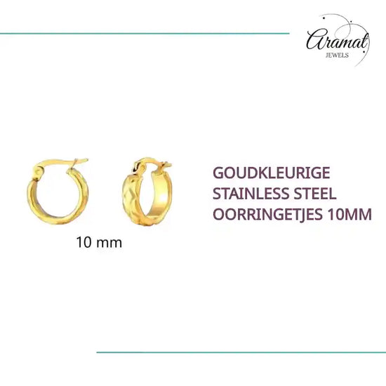 Goudkleurige Stainless Steel Oorringetjes 10mm by@Outfy