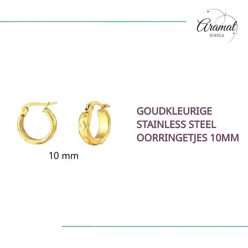 Goudkleurige Stainless Steel Oorringetjes 10mm by@Outfy