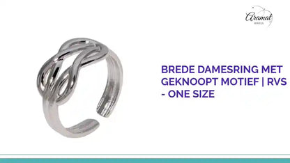 Brede Damesring met Geknoopt Motief | RVS - One Size by@Outfy