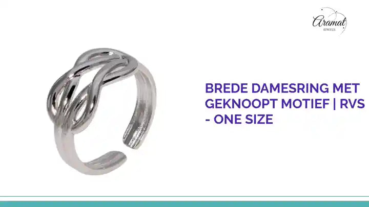 Brede Damesring met Geknoopt Motief | RVS - One Size by@Outfy