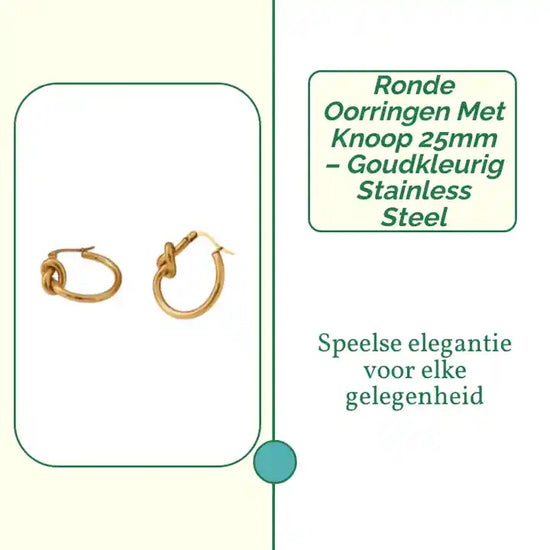 Ronde Oorringen met Knoop 25mm &ndash; Goudkleurig Stainless Steel by@Outfy