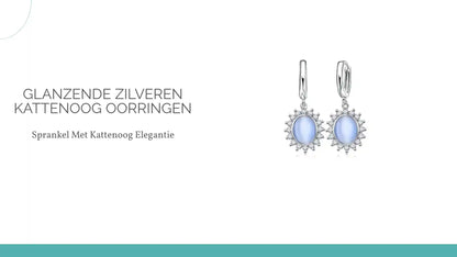 Glanzende Zilveren Kattenoog Oorringen by@Outfy