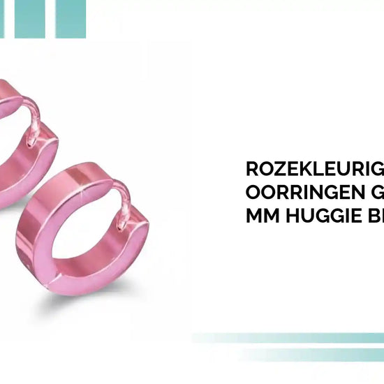 Rozekleurige Stalen Oorringen Glanzend &ndash; 14 mm Huggie Breedte 4 mm by@Outfy