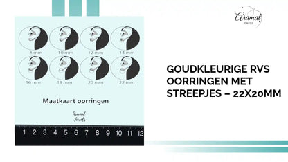 Goudkleurige RVS Oorringen met Streepjes &ndash; 22x20mm by@Outfy